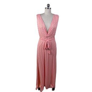 Melissa Odabash Maxi Beach Cover Up Dress Womens Medium Peach Coral Grecian Boho